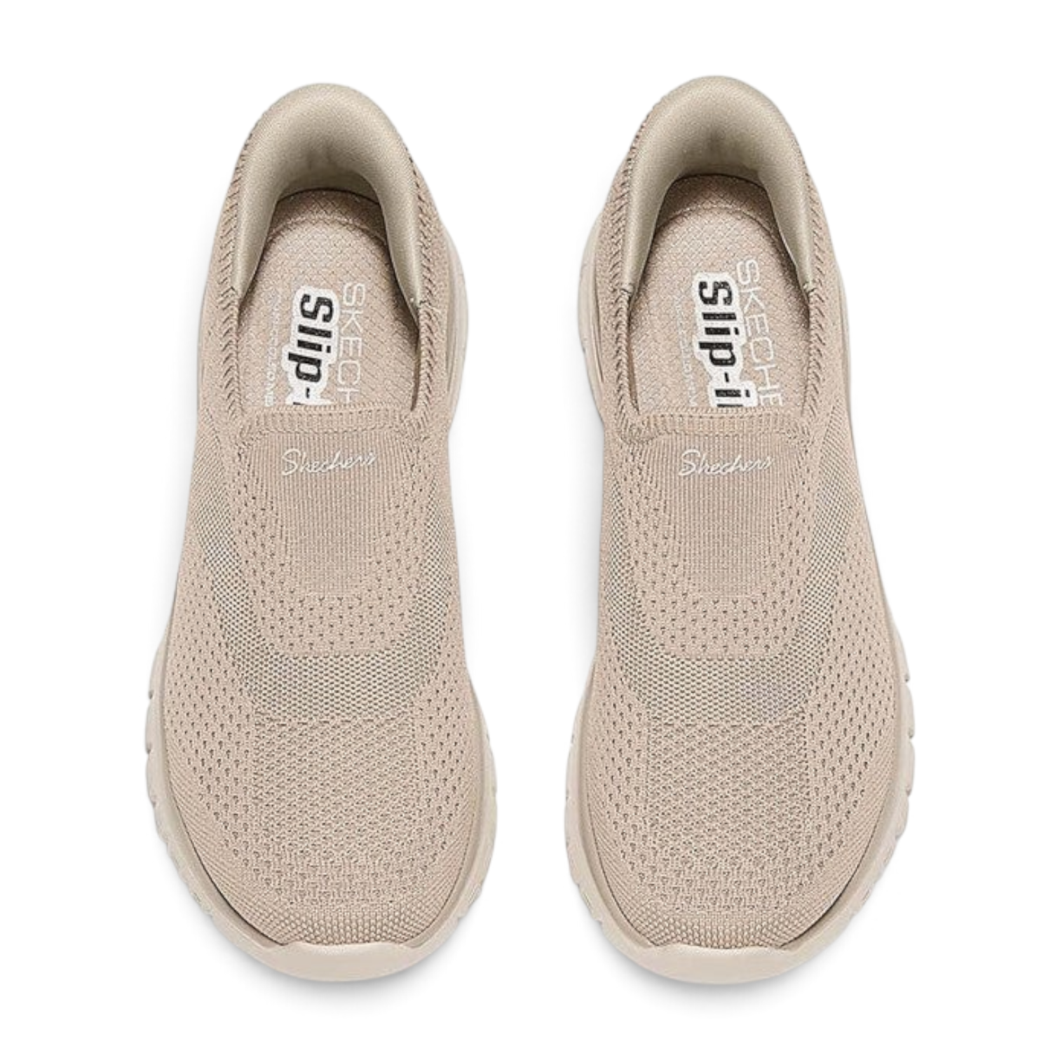 FRG Skechers Graceful Steady Rise taupe slip-on sneakers with engineered knit upper and cushioned memory foam insole