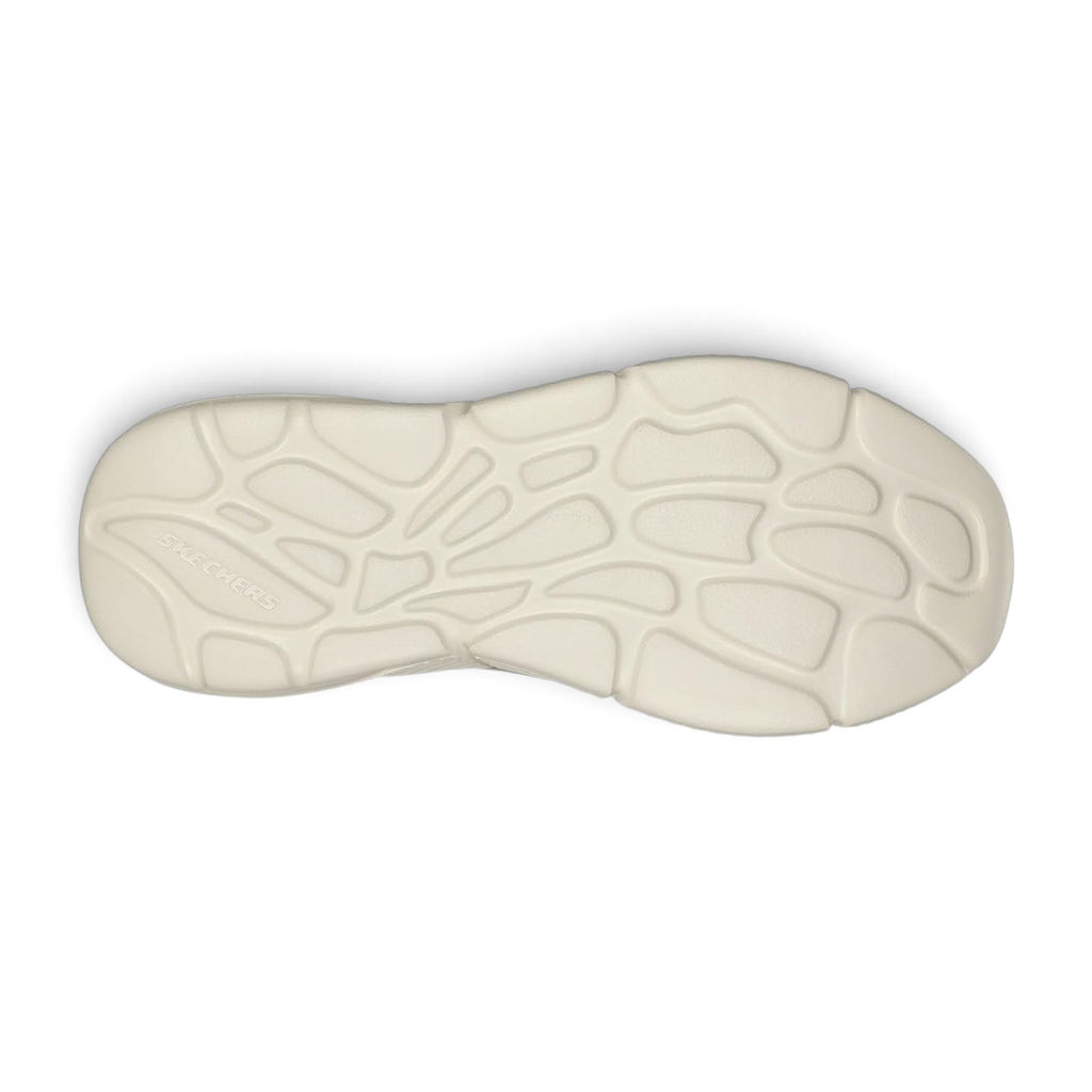 FRG Skechers Ingram tan sneaker showing the textured off-white rubber outsole with Skechers branding