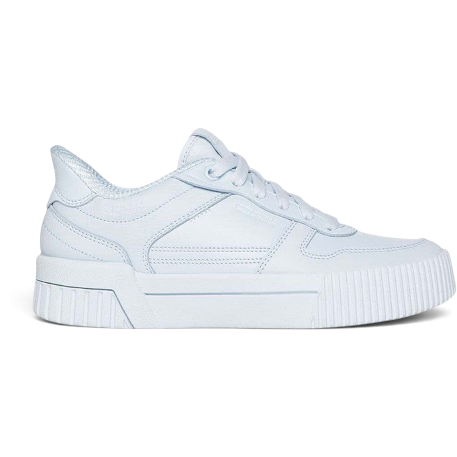 FRG Skechers Jade Soft Hues light blue court-style slip-in sneakers with duraleather upper and memory foam comfort
