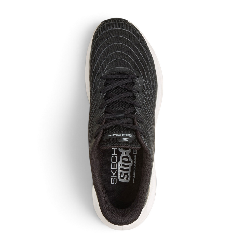 FRG Skechers Max Cushioning Glide-Step performance shoe in black with white sole and 3D-print monomesh upper