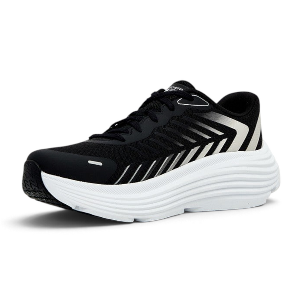 FRG Skechers Max Cushioning Endeavour women's training shoe in black and white with a thick cushioned sole