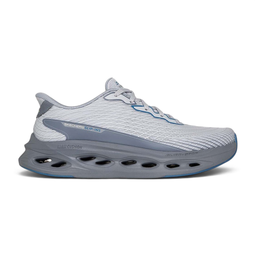 FRG Skechers Max Cushioning Glide-Step light grey slip-in performance shoe with 3D-print upper and cushioned sole