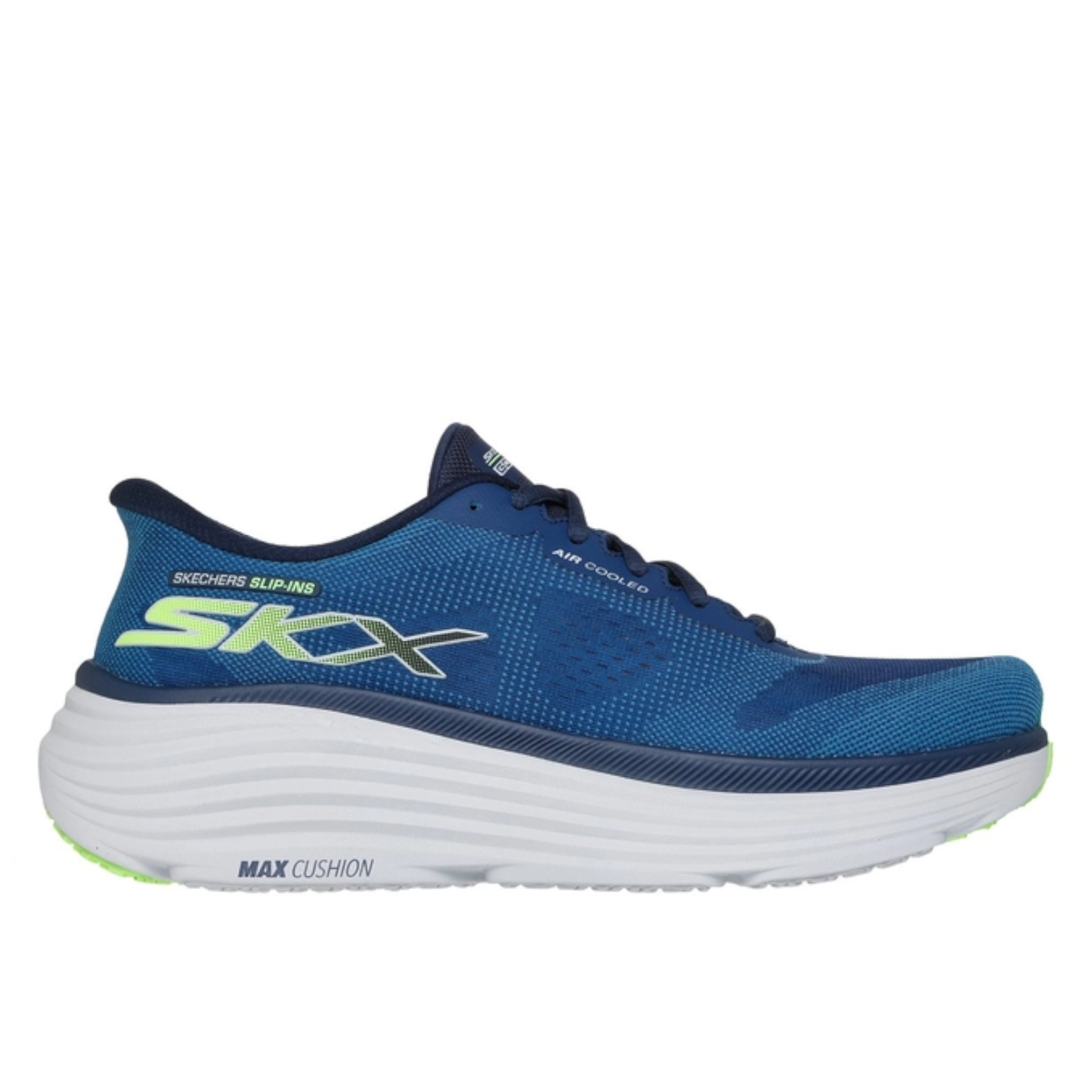 FRG Skechers Max Cushioning Endeavour navy blue monomesh slip-in running shoe with thick white cushioned sole