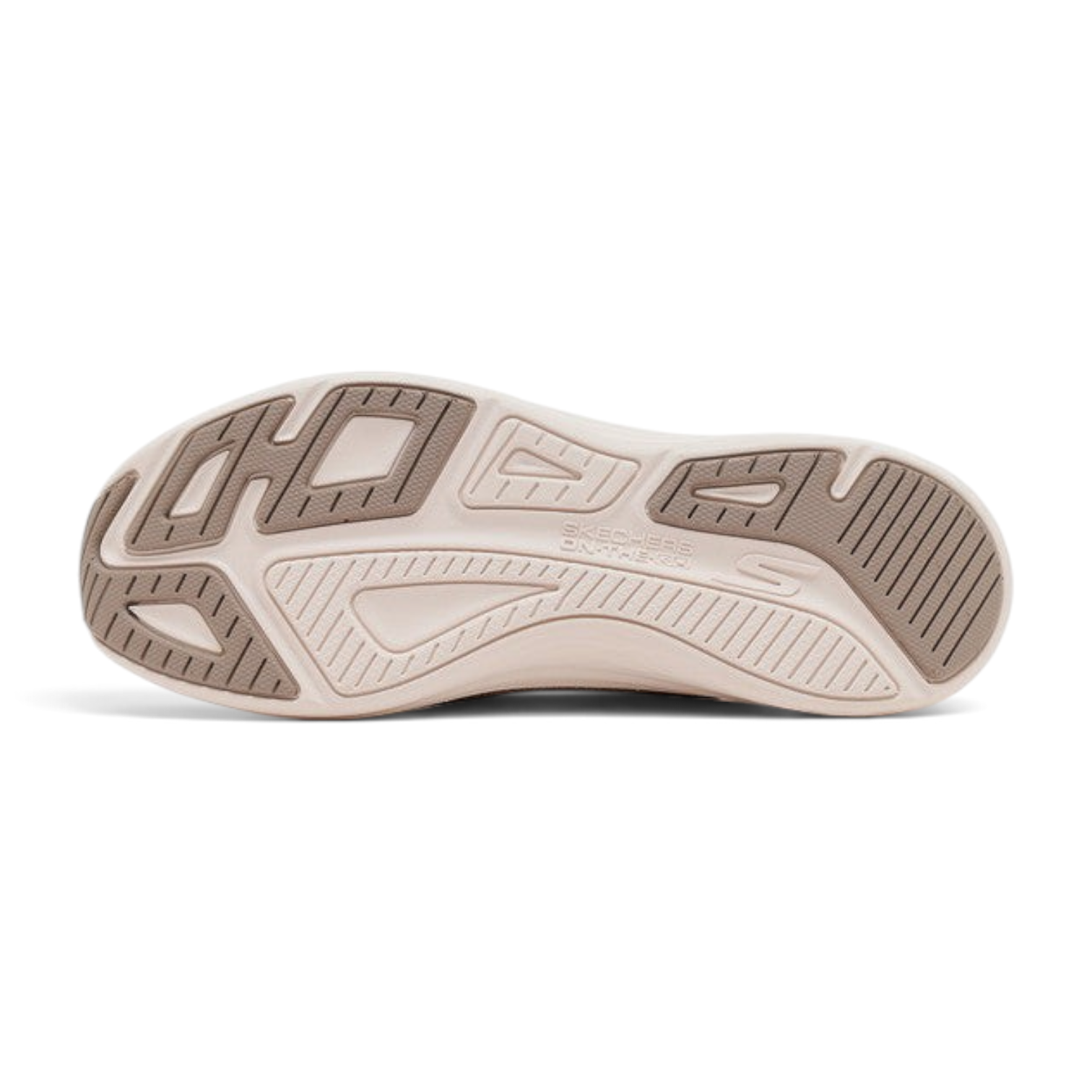 FRG Skechers Max Cushioning Lite Aura Tessa taupe sneaker outsole showing traction pattern and branding