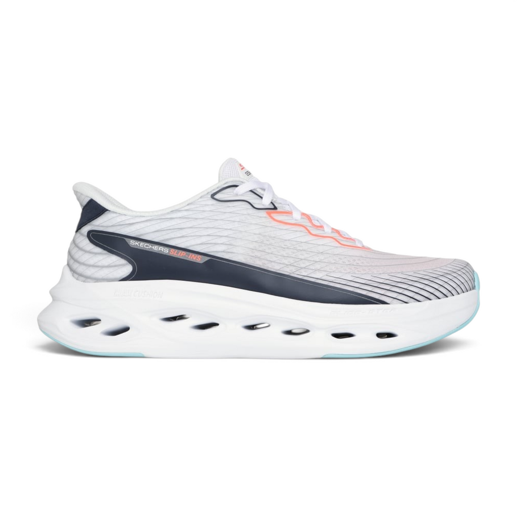 FRG Skechers Max Cushioning Glide-Step white performance sneaker with 3D-print upper and responsive cushioned sole