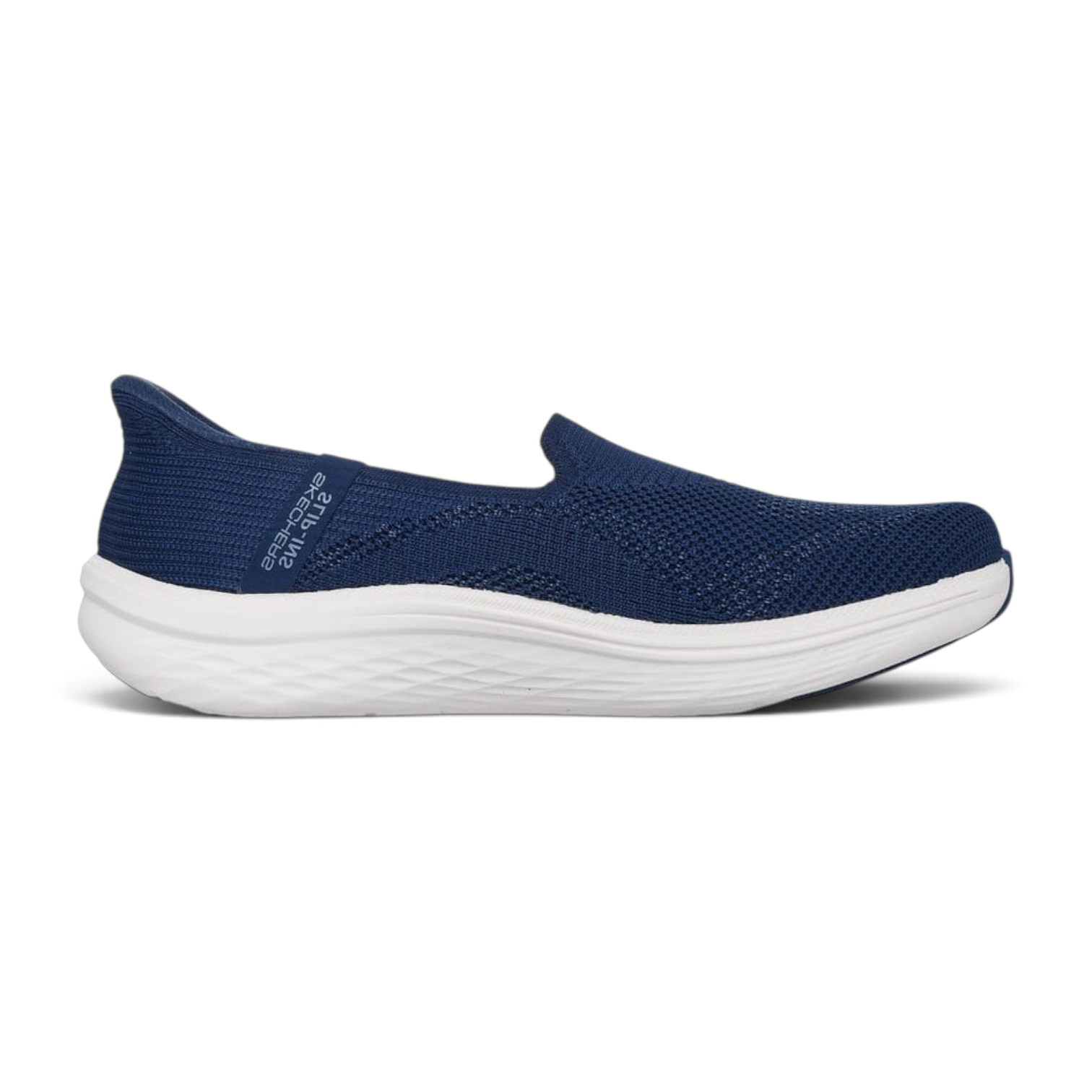 FRG Skechers Max Cushioning Lite Aura navy blue slip-on sneaker with white midsole and engineered knit upper