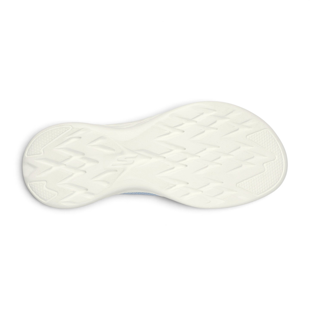 FRG Skechers On-the-GO 600 Flourish periwinkle sandal showing the white textured traction outsole