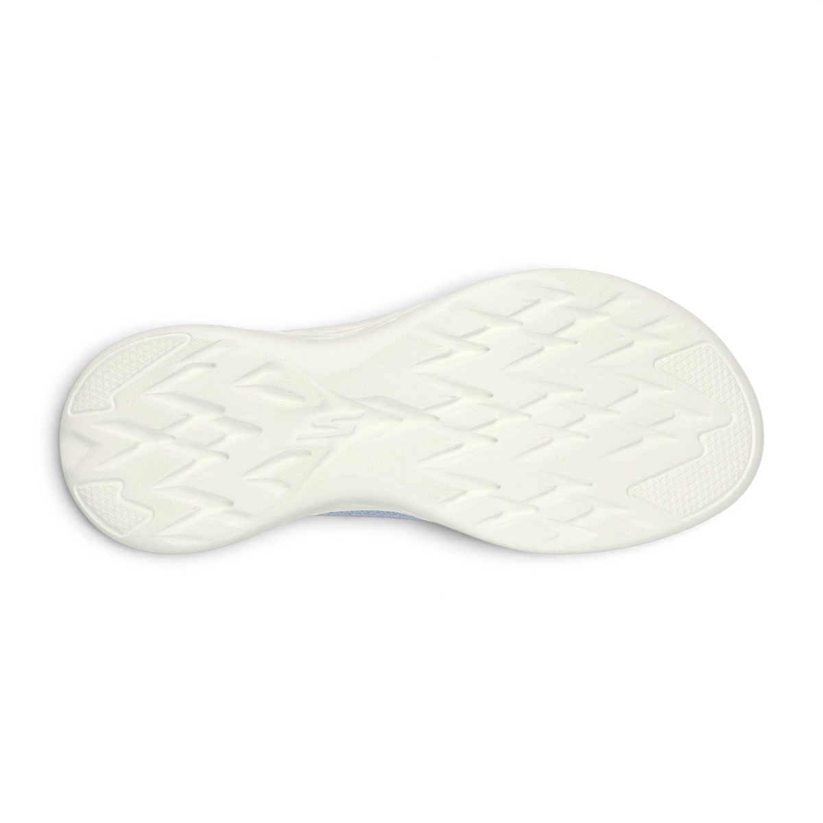 FRG Skechers On-the-GO 600 Flourish periwinkle sandal showing the white textured traction outsole