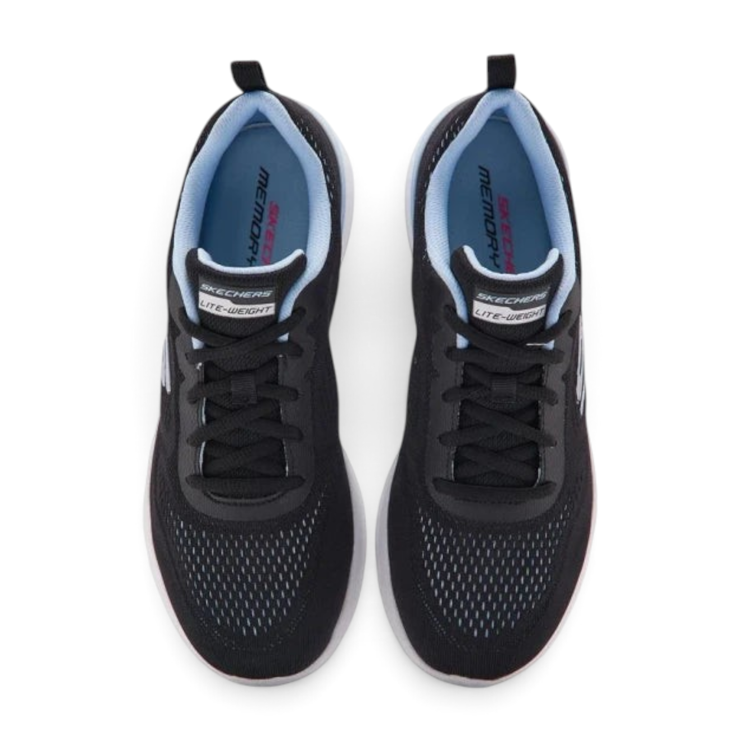 FRG Skechers Skech-Air Dynamight athletic shoes in black with lavender blue accents and breathable mesh upper