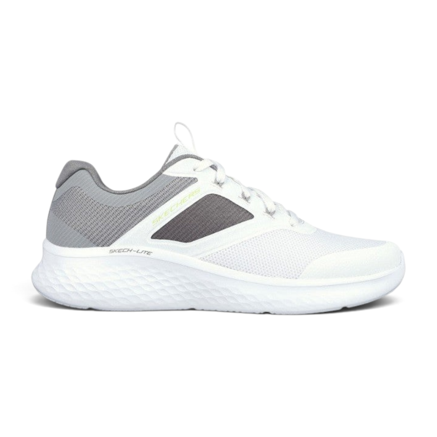 FRG Skechers Skech-Lite Pro white and gray sporty lace-up sneaker with breathable mesh and cushioned sole