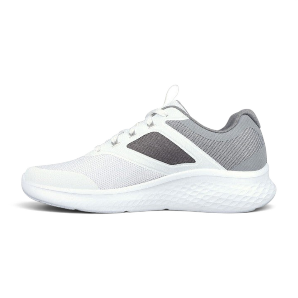 FRG Skechers Skech-Lite Pro sporty lace-up sneaker in white and gray with a breathable mesh upper and cushioned sole.