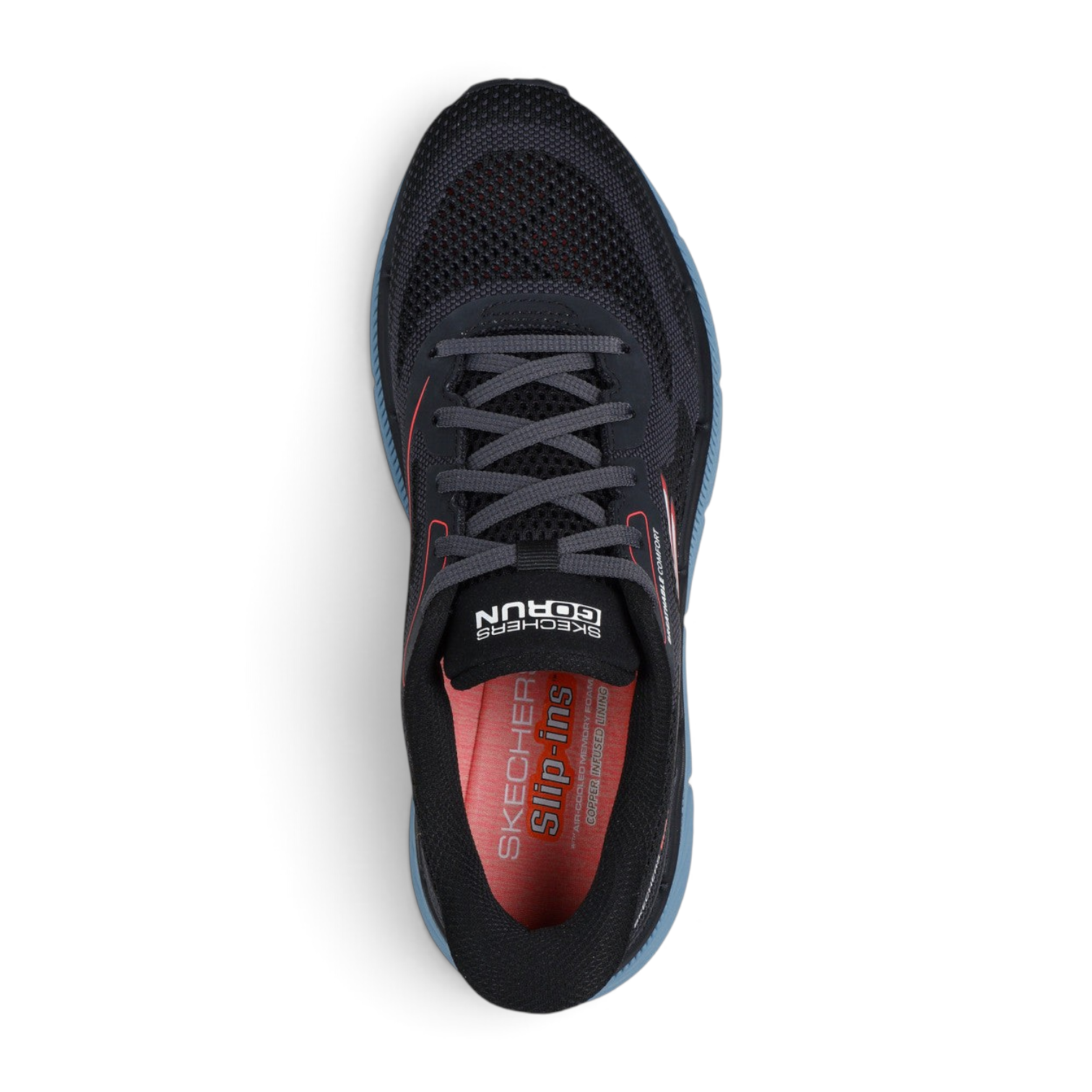 FRG Skechers Slip-ins Max Cushioning Premier 2.0 black breathable running shoe with Goodyear outsole top view