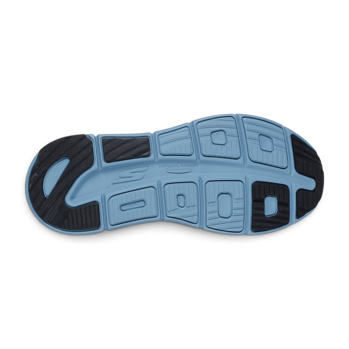 FRG Skechers Slip-ins Max Cushioning Premier 2.0 black shoe outsole with blue and black rubber tread pattern