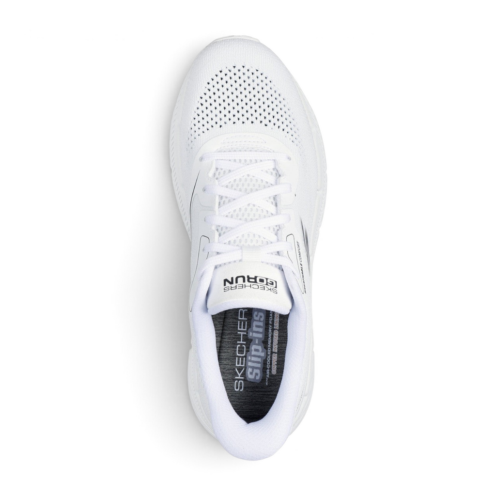 FRG Skechers Slip-ins Max Cushioning Premier 2.0 white breathable running shoe with a top-down view
