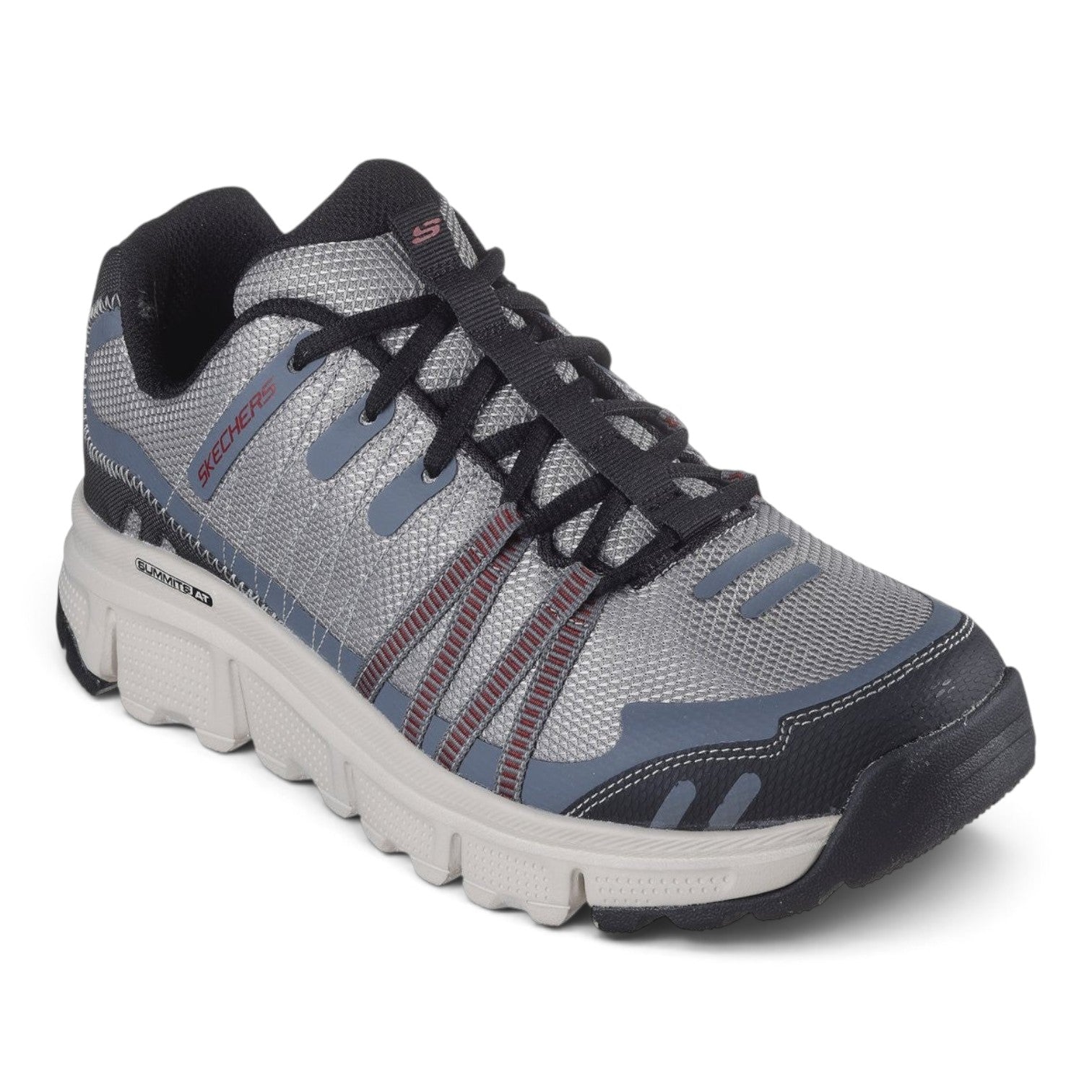 FRG Skechers Summits AT Twin Bridges gray mesh athletic sneaker with Memory Foam insole and durable flex midsole