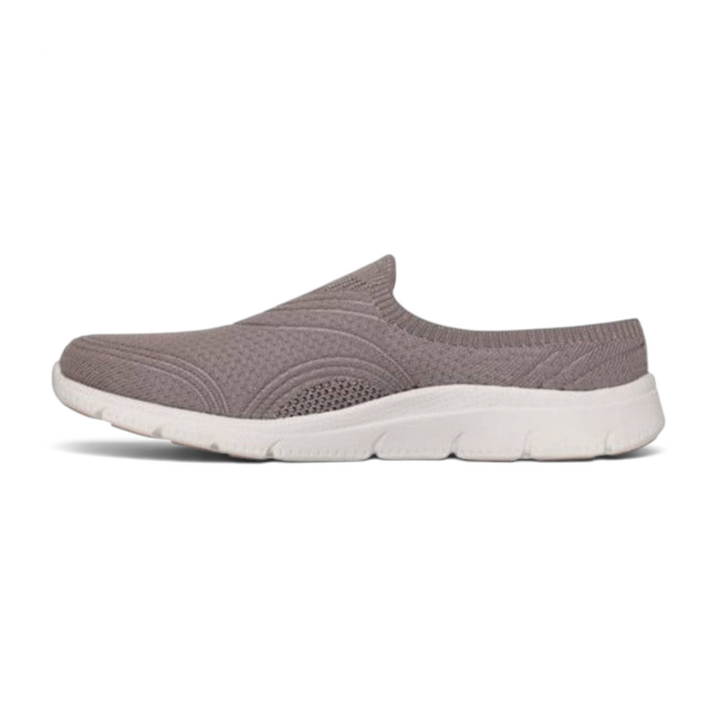 FRG Skechers Arch Fit Refine 2.0 taupe vegan slip-on sneaker with stretch-knit upper and white cushioned sole