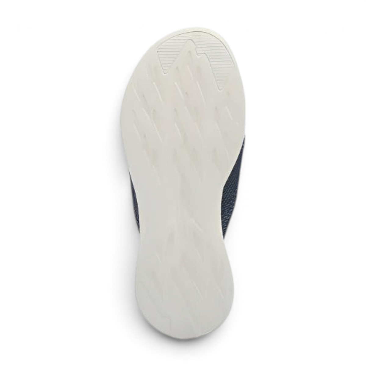 FRG Skechers On-the-GO 600 Flourish thong sandal showing the white contoured Goga Mat footbed from a top view.