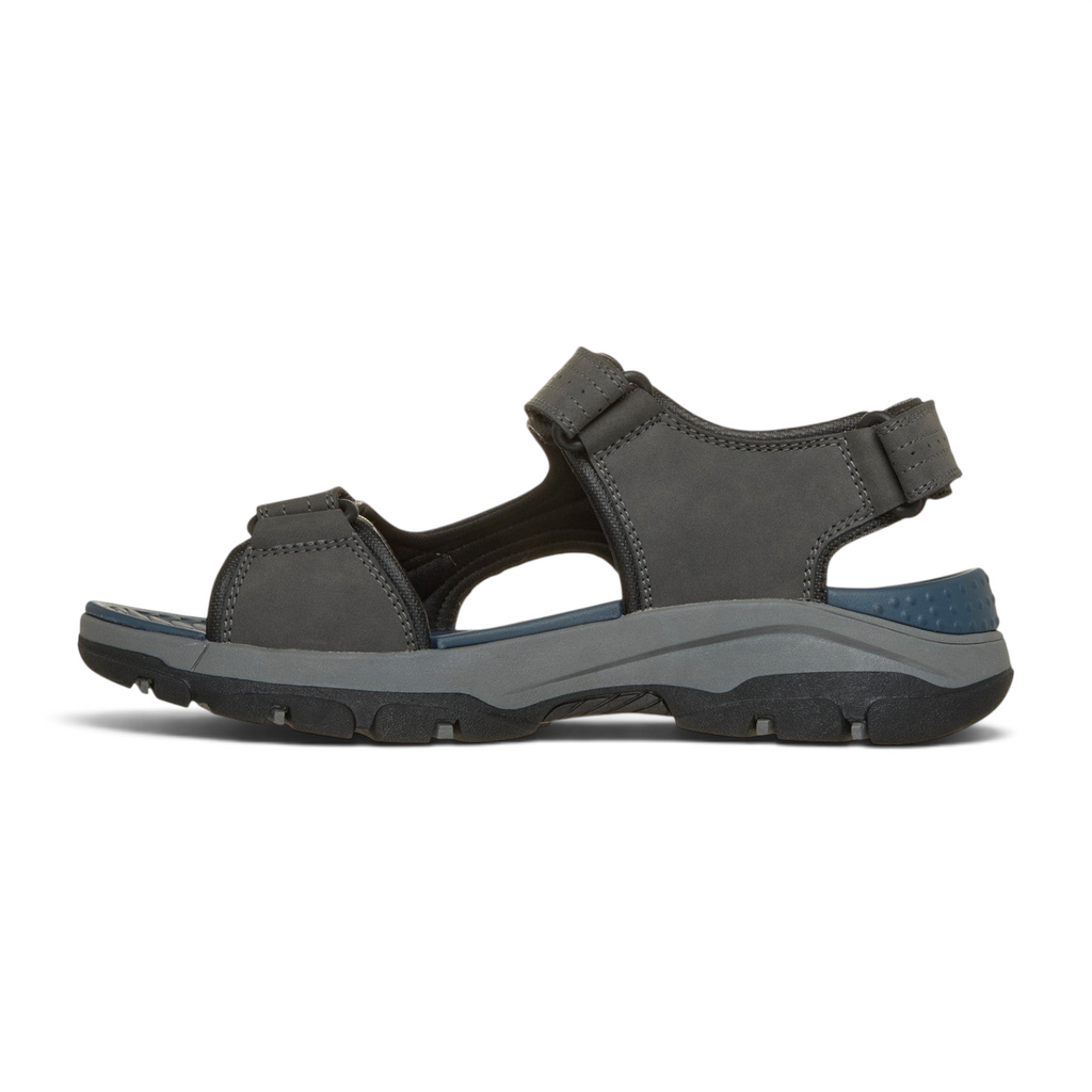 FRG Skechers Tresmen Garo charcoal open-toe sandal with adjustable ankle strap and cushioned sole