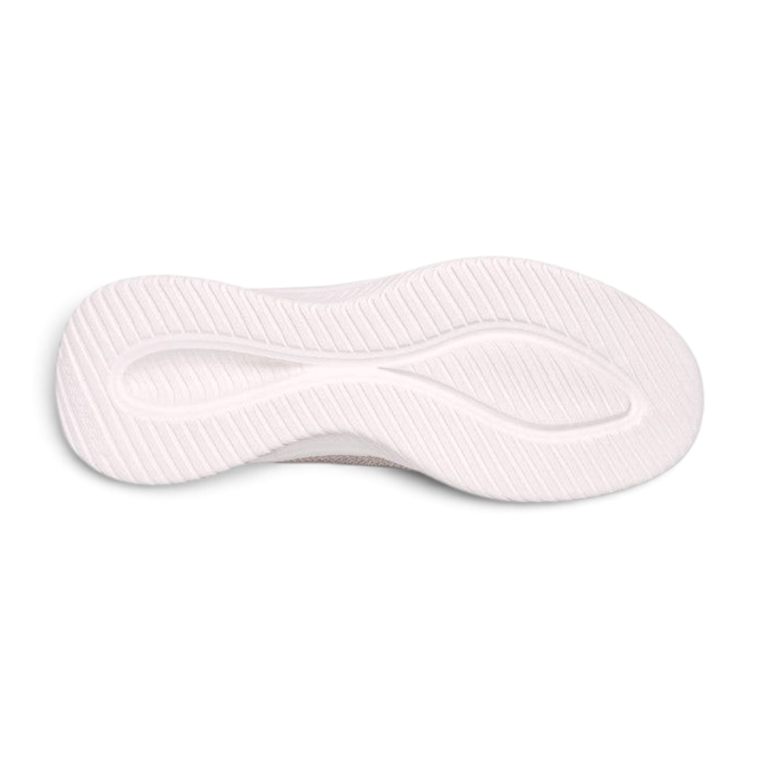 FRG Skechers Slip-Ins Ultra Flex 3.0 sneaker showing the white textured rubber outsole from a bottom view