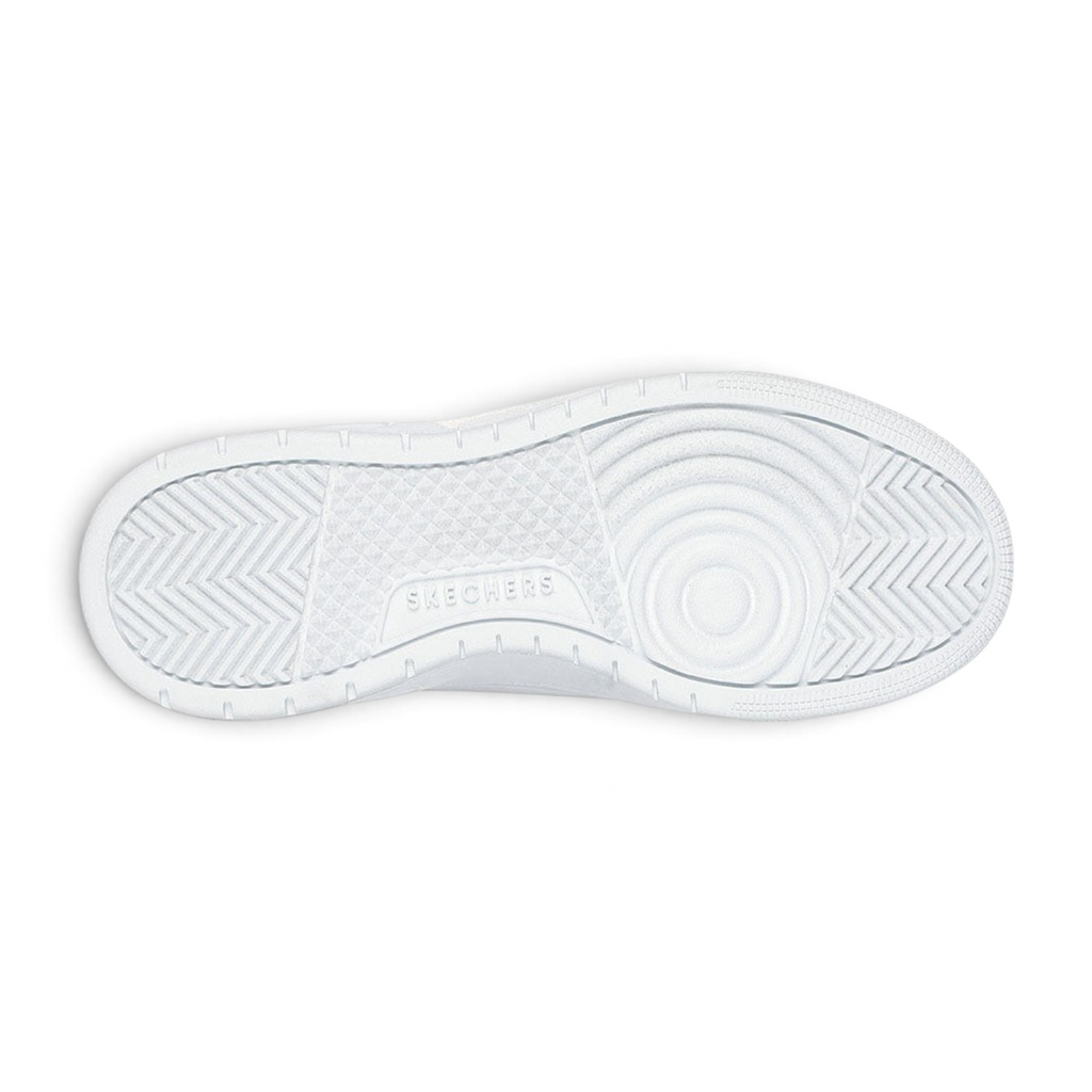 FRG Skechers Uno Court sneaker white rubber outsole with textured grip pattern and embossed logo detail