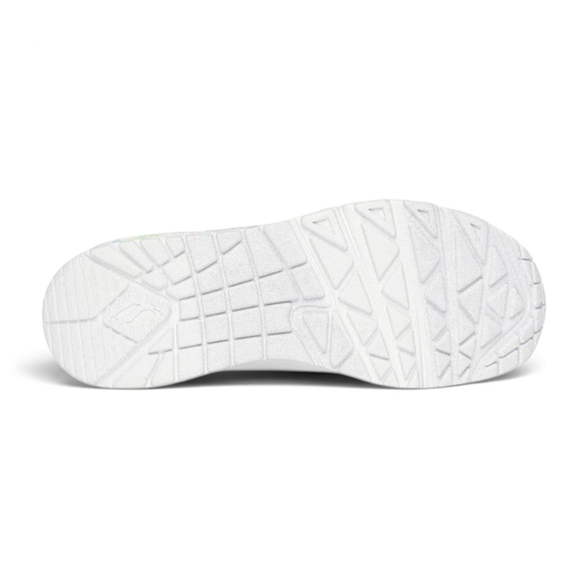 FRG Skechers Uno sneaker white rubber outsole with textured geometric tread pattern for traction