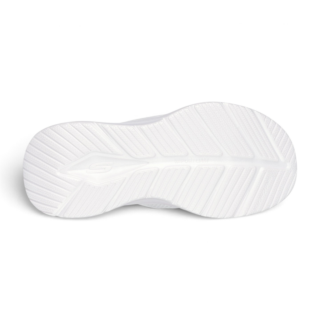 FRG Skechers Vapor Foam sandal in white showing the textured, contoured outsole for grip and comfort