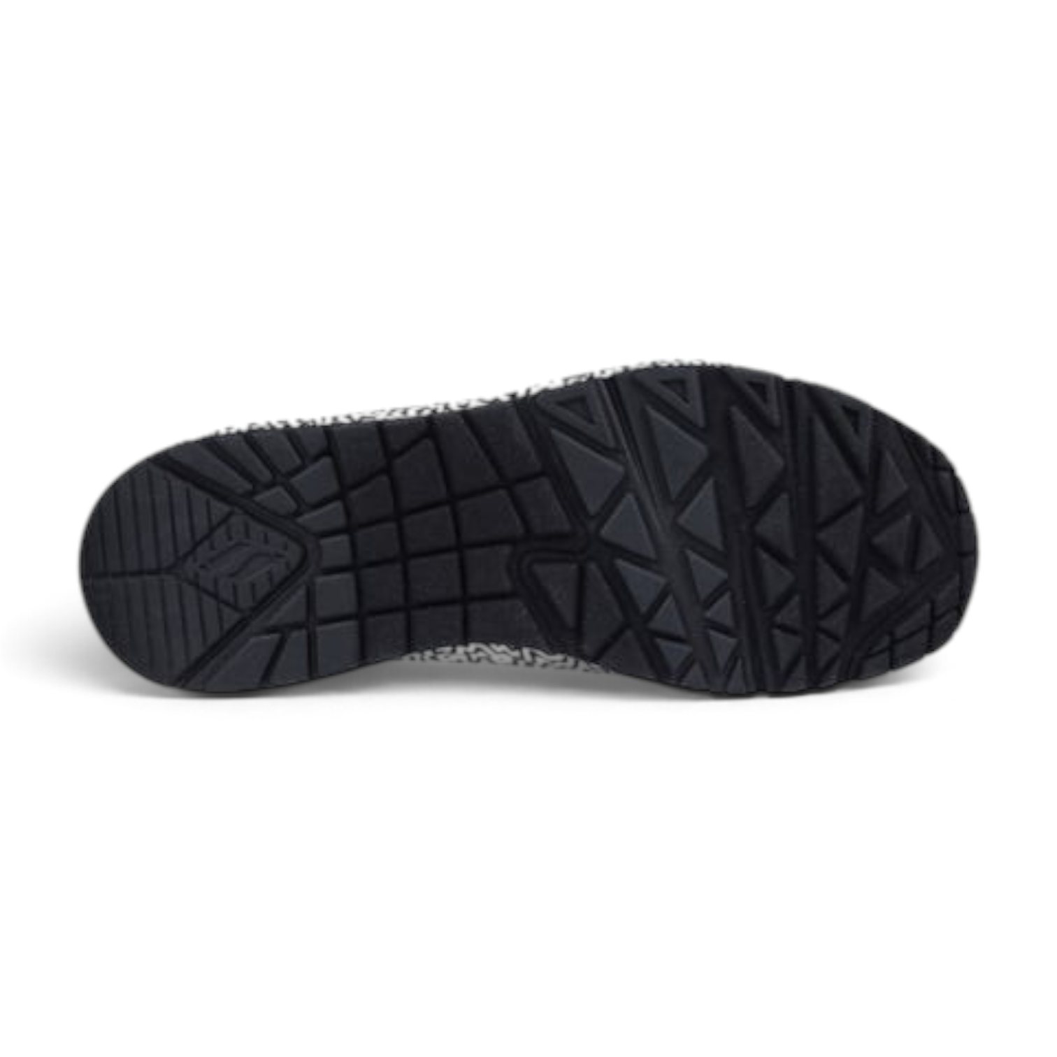 FRG UNO INFINITE DRIP sneaker featuring a black rubber outsole with a geometric tread pattern and patterned sidewall