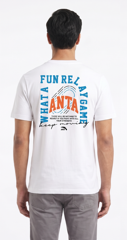 ANTA Relay Baton Short Sleeve T-Shirt Snow White