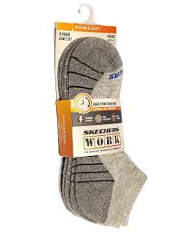 Skechers 3PK Mens Extended Terry Low Cut - Grey Black