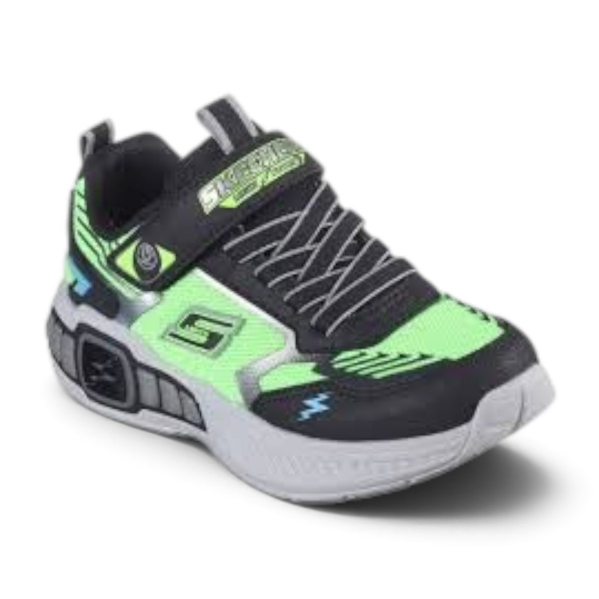 FRG LIGHT STORM 3 kids' black and neon green lightning-themed light-up sport sneaker with cushioned insole