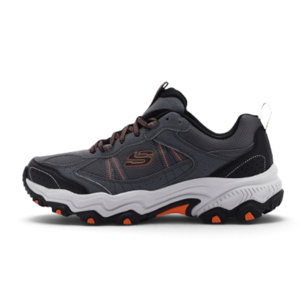 FRG Skechers Stamina At grey all-terrain sneakers with orange accents and durable grip sole for trekking