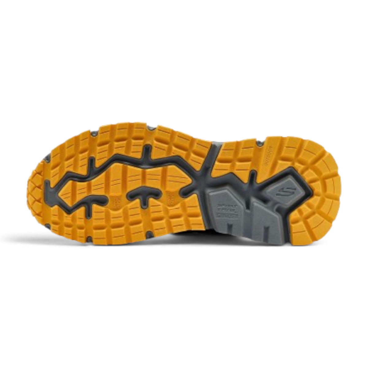 FRG Skechers Relaxed Fit D'Lux Journey hiker outsole in yellow and grey with rugged traction tread pattern