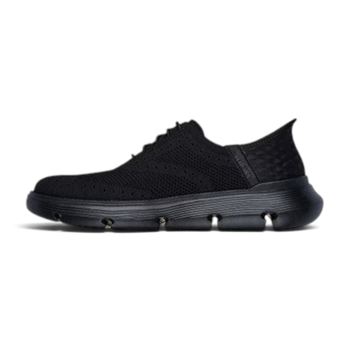 FRG Skechers Garza Palma black wingtip slip-in shoe with engineered knit upper and cushioned sole