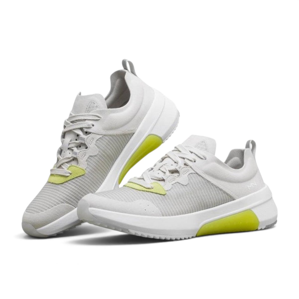 FRG MODERN JOGGER 2.0 sneakers in light grey with lime green accents and a thick white performance sole