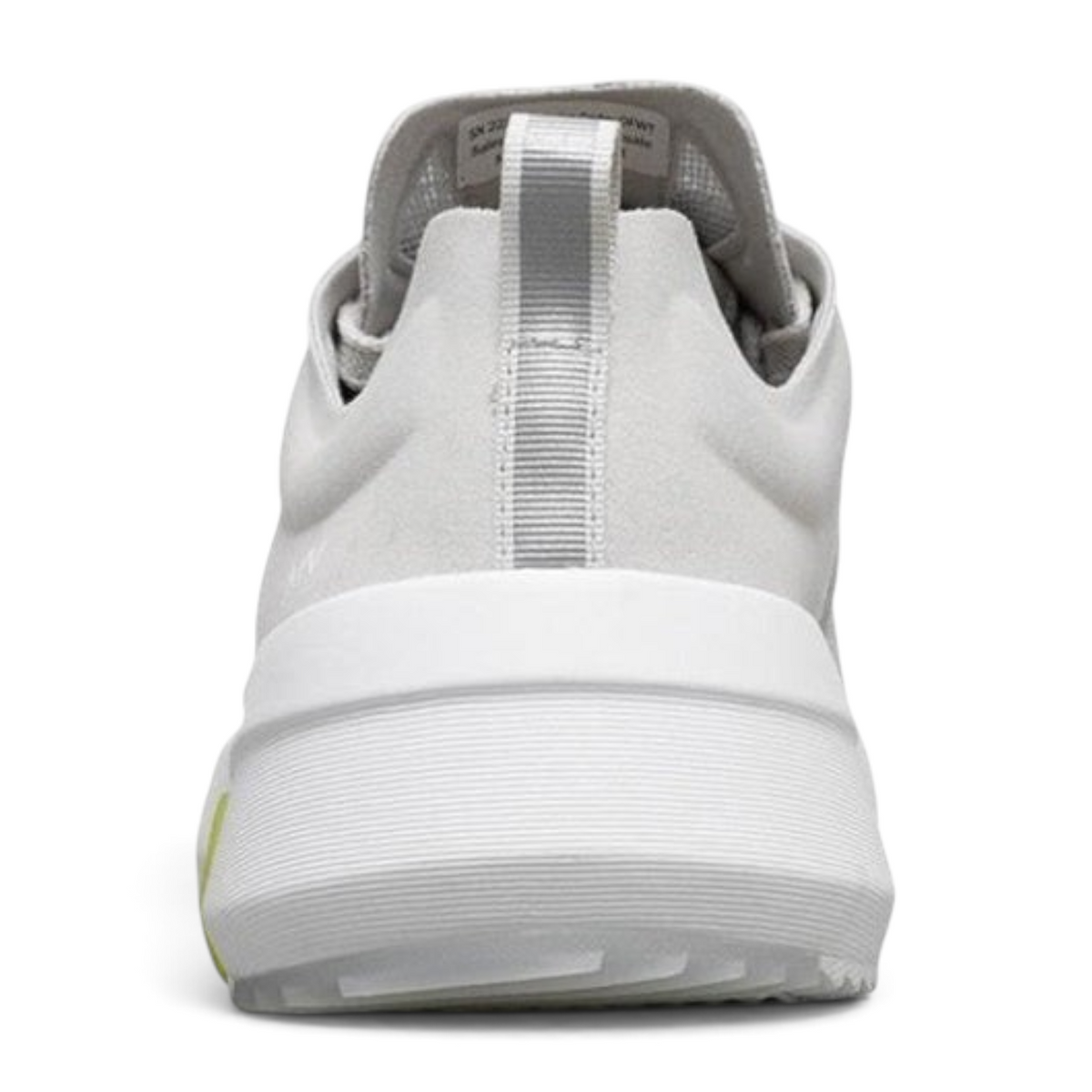 FRG Modern Jogger 2.0 light grey athletic sneaker, back view showing white textured sole and heel pull tab