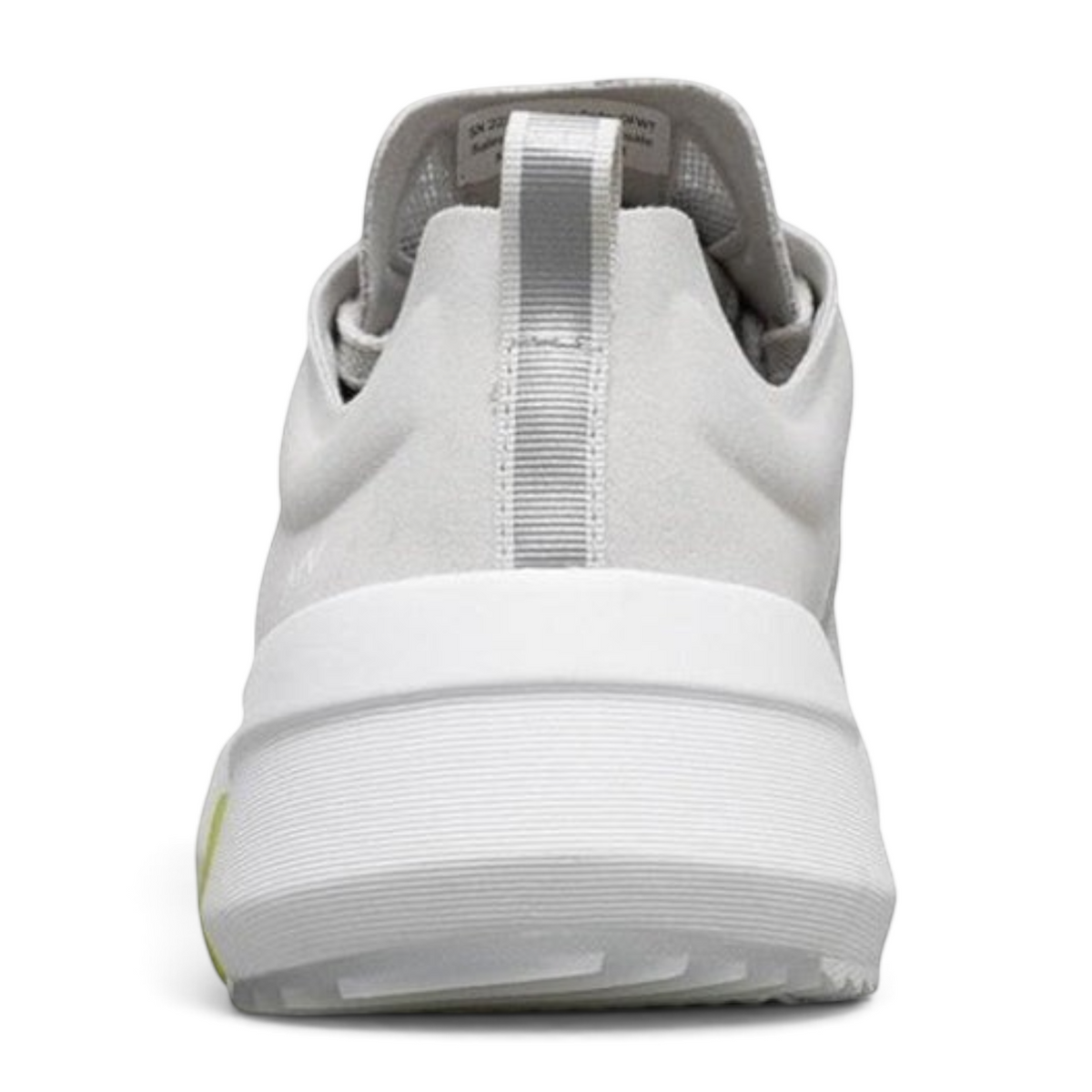 FRG Modern Jogger 2.0 light grey athletic sneaker, back view showing white textured sole and heel pull tab