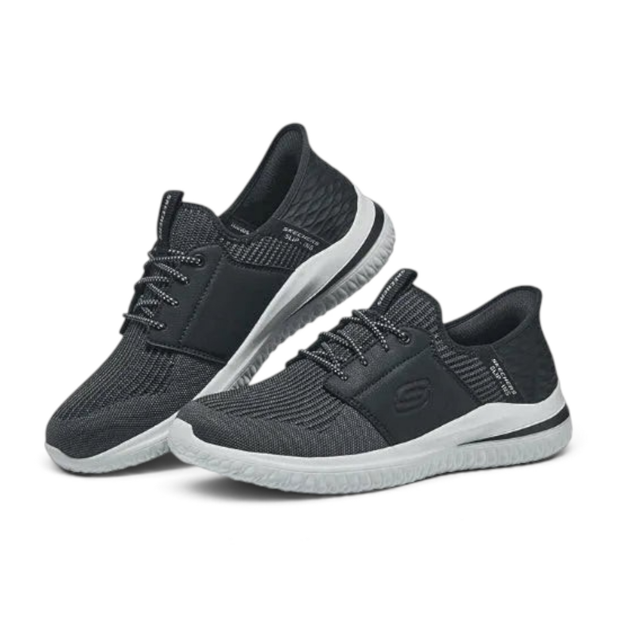FRG DELSON 3.0 LAVELL black slip-on sneakers with white soles and textured knit fabric upper