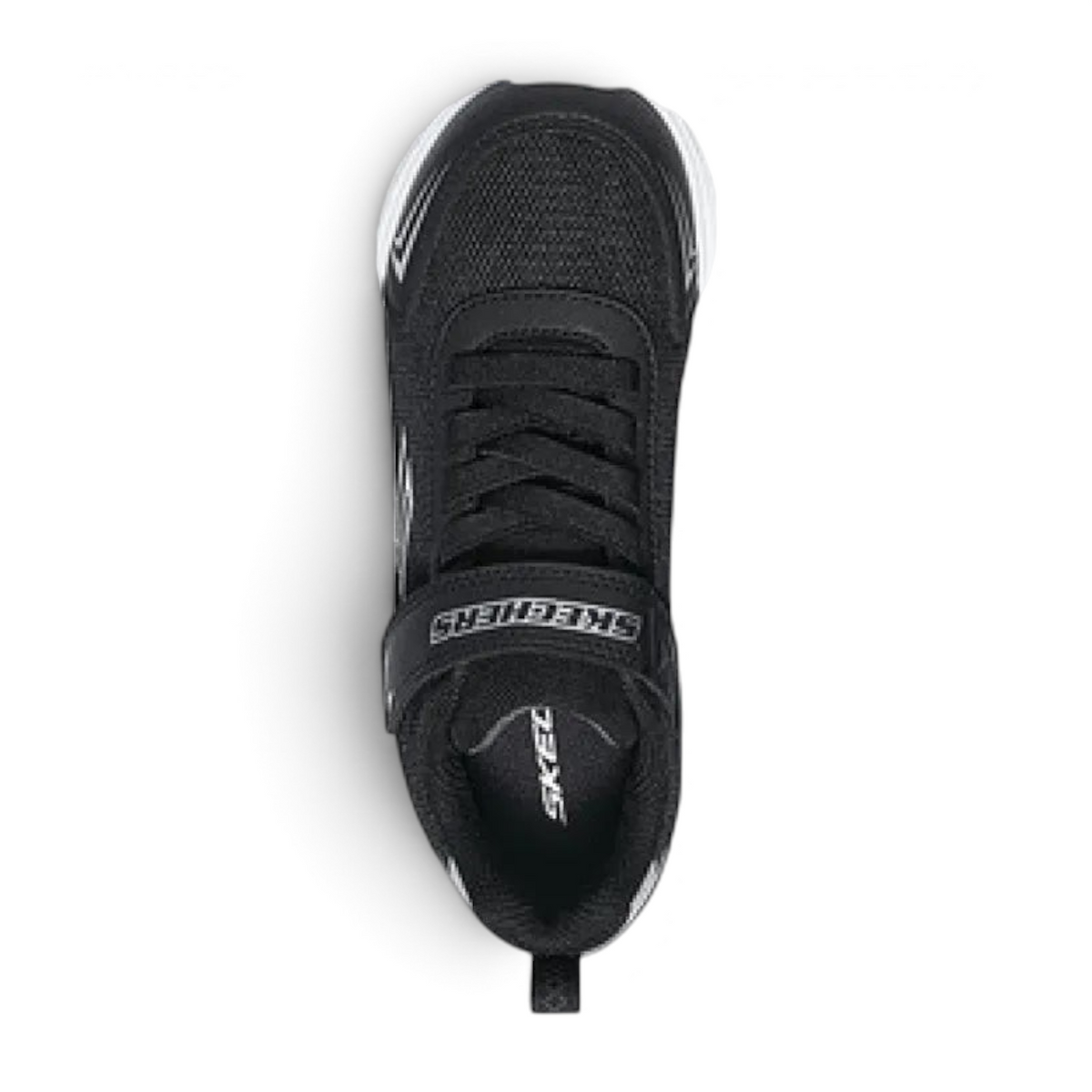 FRG MAZEMATICS black athletic sneaker with mesh upper, lace-up closure, and velcro strap for kids