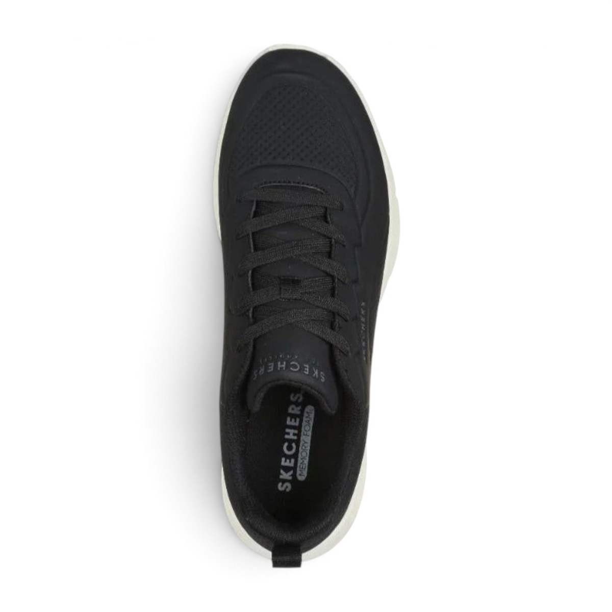 FRG UNO LITE black deboss durabuck lace-up fashion sneaker with memory foam insole, top-down view