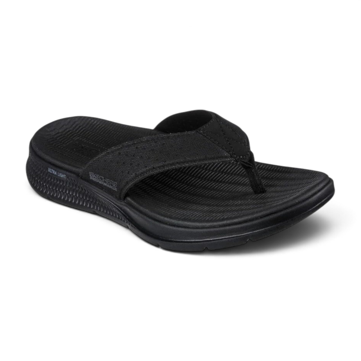 FRG GO CONSISTENT PENTHOUSE black thong sandal with a cushioned ultra light sole and fabric strap