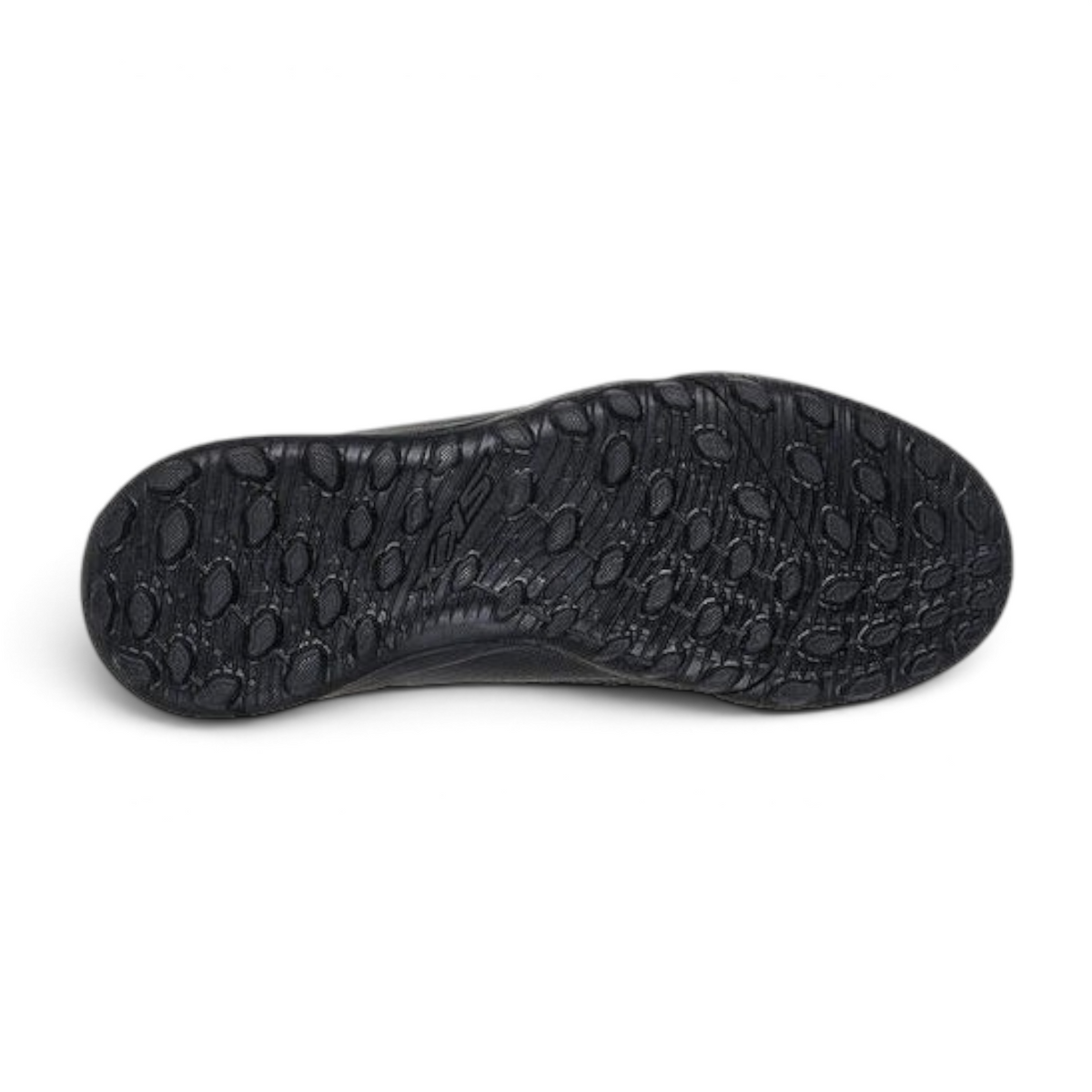 FRG Skechers SKX_2 Jr youth turf soccer boot in black with orange accents, showing the textured rubber outsole.