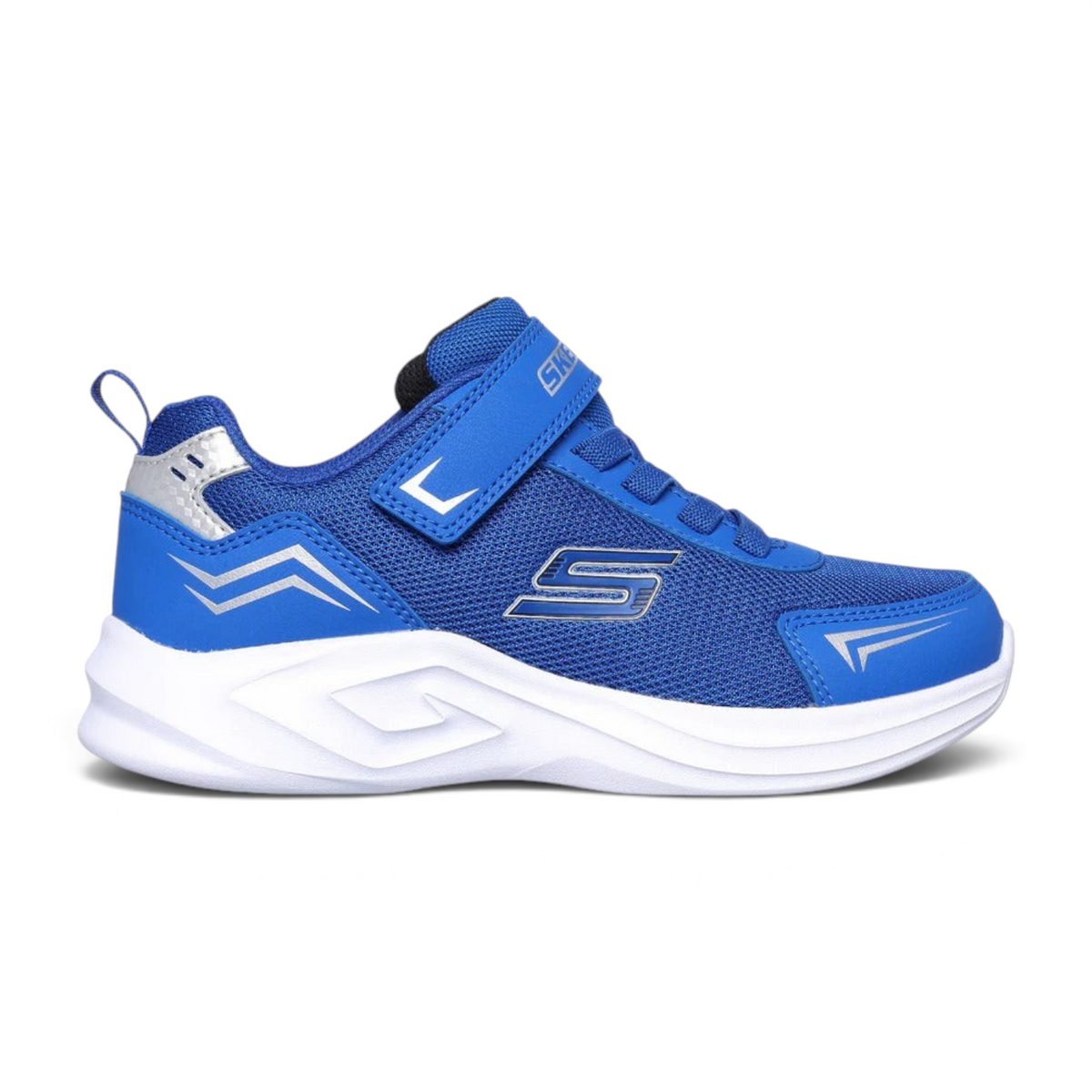 FRG MAZEMATICS kids blue athletic sneaker with hook-and-loop strap, mesh upper, and white cushioned sole