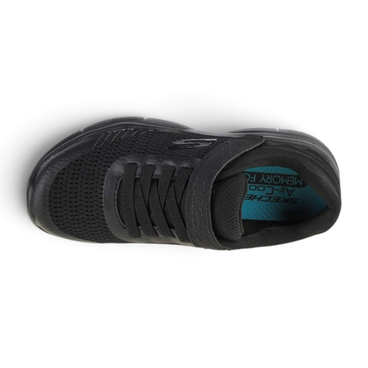 FRG Skechers Flex Blast Breezy Hype black breathable mesh trainer with hook and loop strap and memory foam insole