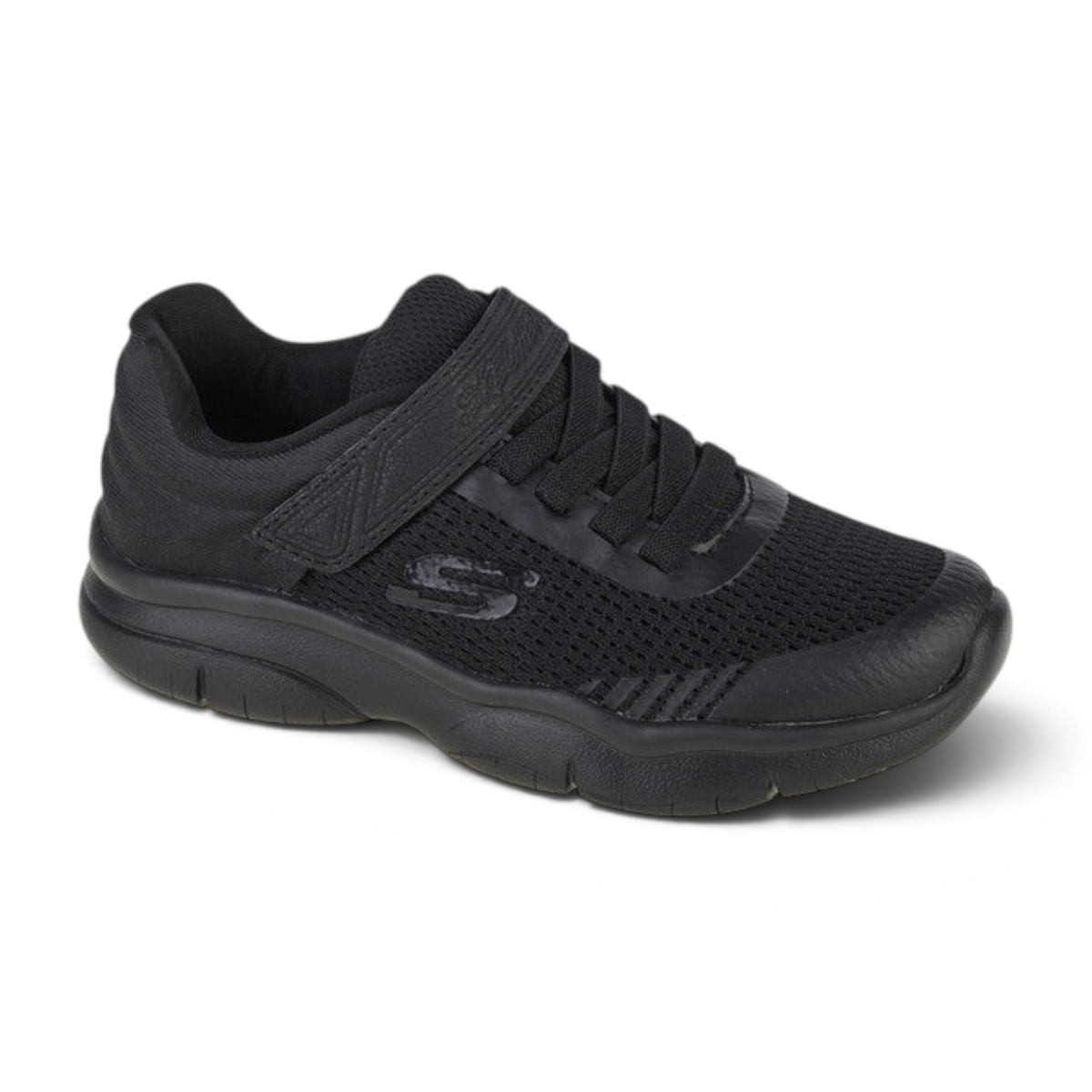 FRG Skechers Flex Blast Breezy Hype black breathable trainer with hook-and-loop strap and cushioned sole