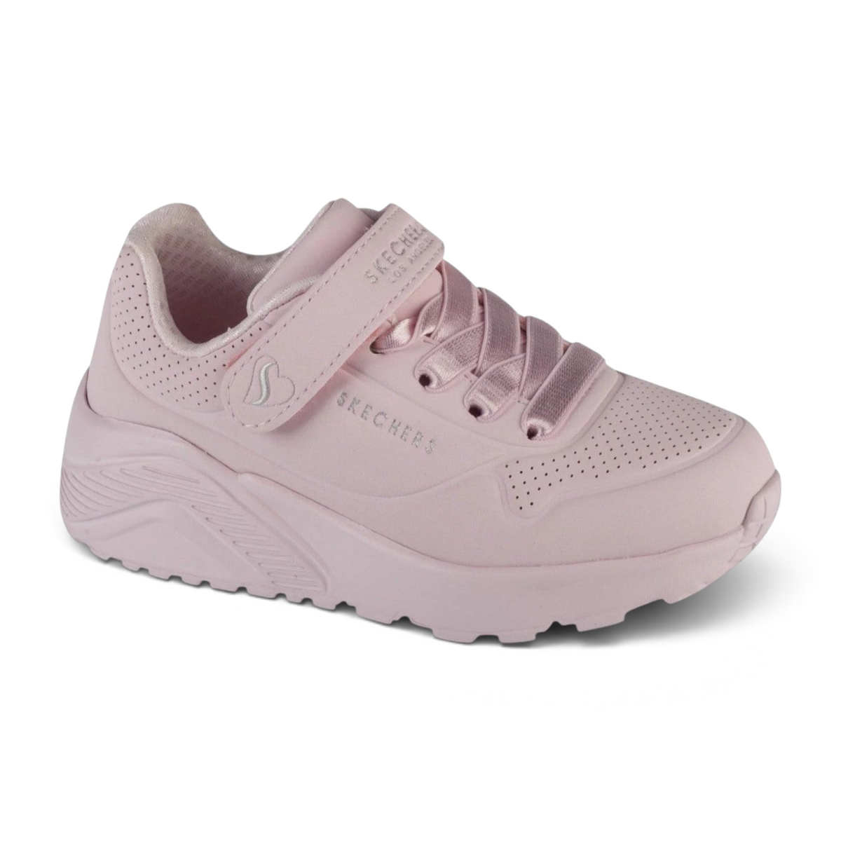 FRG Skechers UNO LITE light pink sneakers with perforated synthetic upper and hook-and-loop strap closure