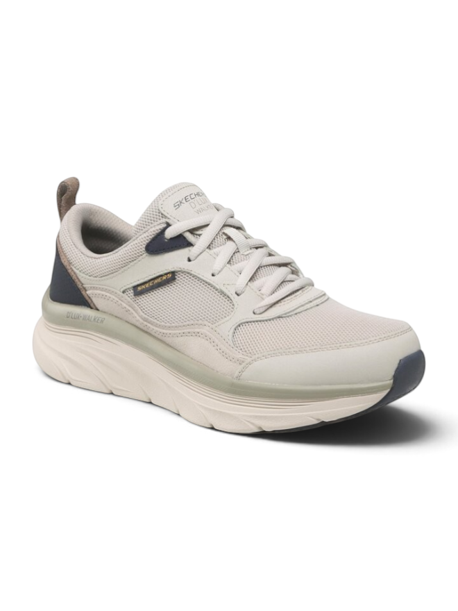 FRG Skechers Relaxed Fit D'Lux Walker New Moment beige walking sneaker with mesh upper and cushioned sole