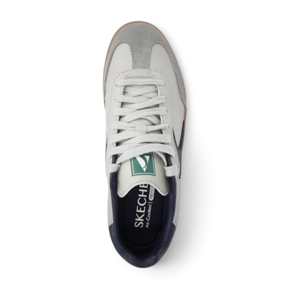 FRG Skechers Hotshot lace-up court sneakers in gray and navy with suede accents and a gum rubber sole