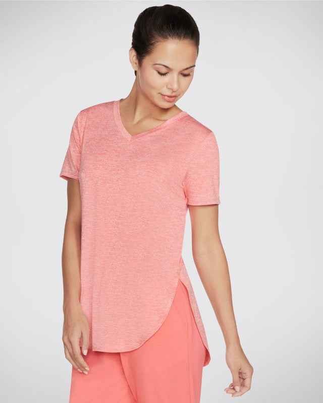 Skechers GO Walk Wear Diamond Blissful Women's Knit SS Tunic Calypso Coral
